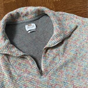 SAYLOR Lexington Intermix Zip Sweater Speckled Textured Rainbow Cropped  XL
